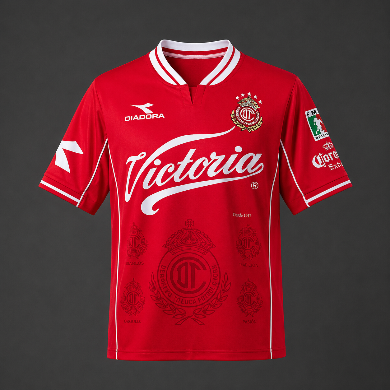 Toluca Retro Red Jersey | Diadora Victoria Classic Edition