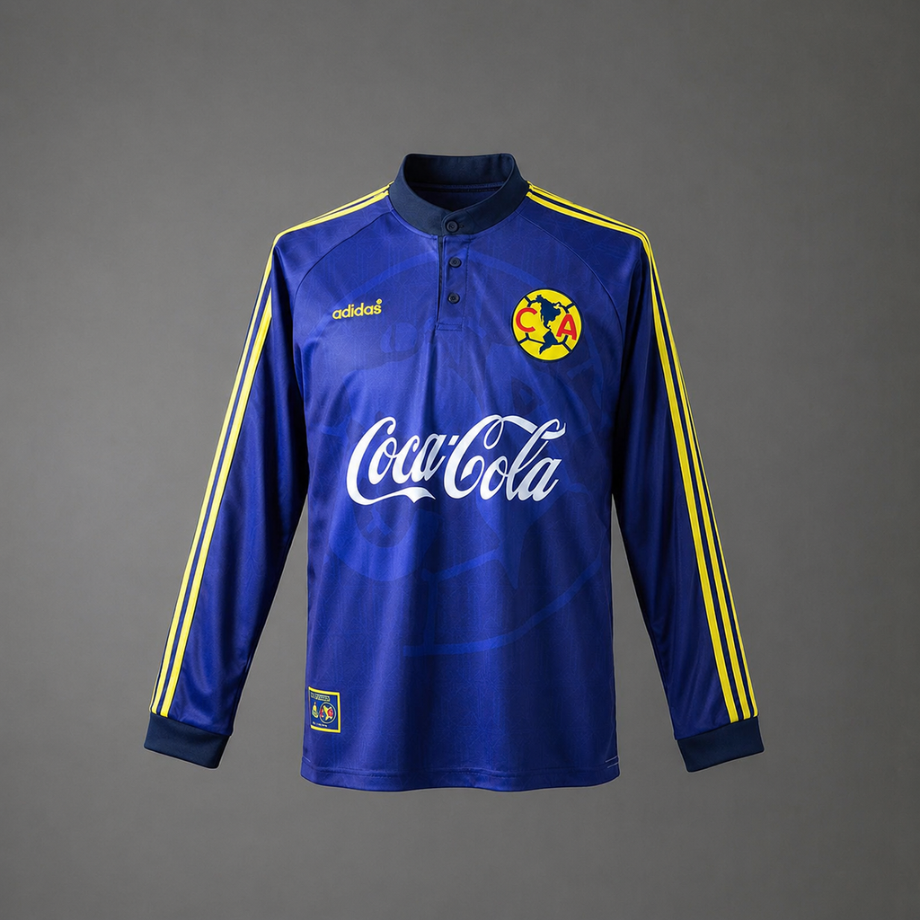 Club América 1997/98 Retro Long Sleeve Jersey | Blue Coca-Cola Edition