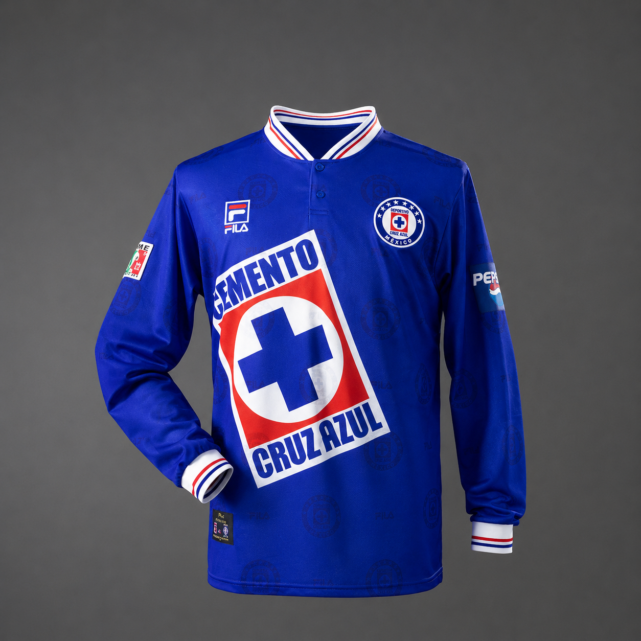 Cruz Azul Retro Blue Long Sleeve Jersey 1997-98 | Classic FILA Edition